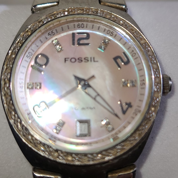 Fossil Mother of Pearl with Diamonds Watch - Picture 2 of 4